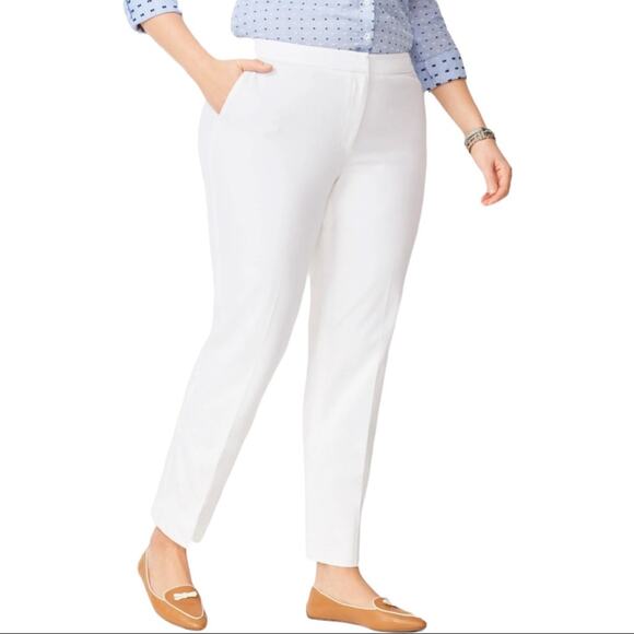 Talbots NEW Hampshire Ankle Pants Straight Leg White Stretch Women's Size 16 - Picture 7 of 8
